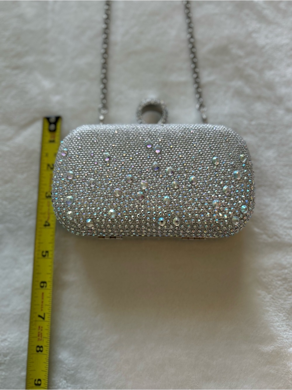 Charming Charlie RSVP Crystal Embellished Silver Evening Clutch - Picture 8 of 11